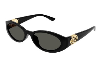 Okulary przeciwsłoneczne Gucci GG1662SA 001 Owalne Czarne