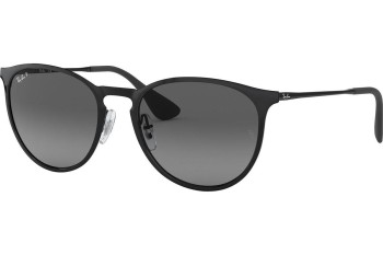 Okulary przeciwsłoneczne Ray-Ban Erika Metal RB3539 002/T3 Polarized Okrągłe Czarne