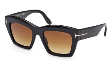 Okulary przeciwsłoneczne Tom Ford Luna FT1191 01F Kocie oczy Czarne