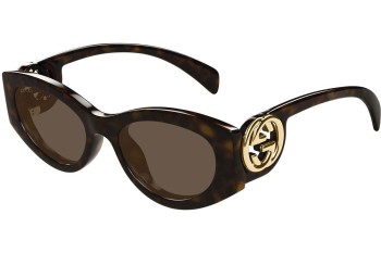 Okulary przeciwsłoneczne Gucci GG1691S 002 Owalne Havana