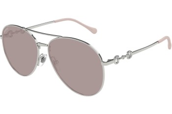 Okulary przeciwsłoneczne Gucci GG1698S 005 Pilotki (Aviator) Srebrne