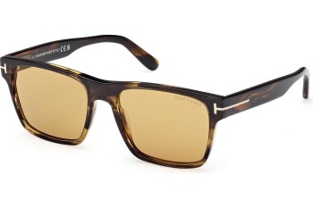 Okulary przeciwsłoneczne Tom Ford Calder FT1205 56E Kwadratowe Havana