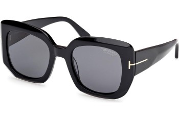 Okulary przeciwsłoneczne Tom Ford Carla-02 FT1220 01D Polarized Kocie oczy Czarne