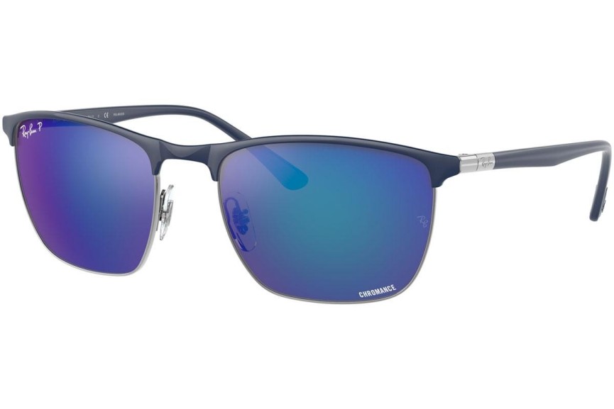 Okulary przeciwsłoneczne Ray-Ban Chromance Collection RB3686 92044L Polarized Kwadratowe Niebieskie