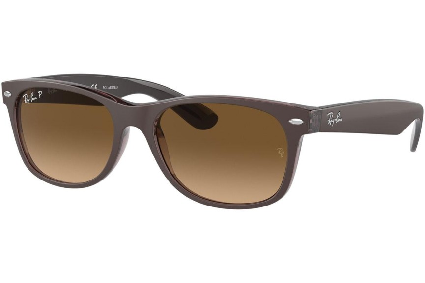 Okulary przeciwsłoneczne Ray-Ban New Wayfarer RB2132 6608M2 Polarized Kwadratowe Brązowe