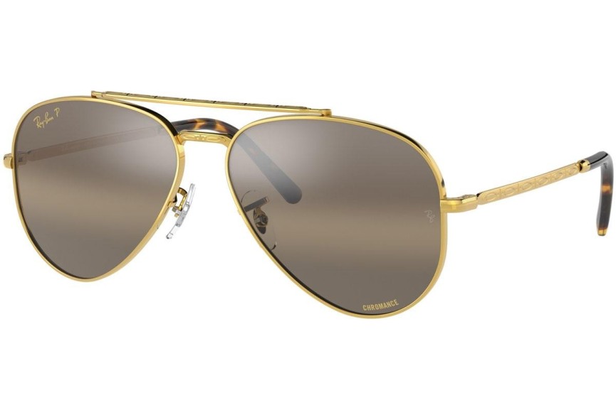 Okulary przeciwsłoneczne Ray-Ban New Aviator Chromance Collection RB3625 9196G5 Polarized Pilotki (Aviator) Złote