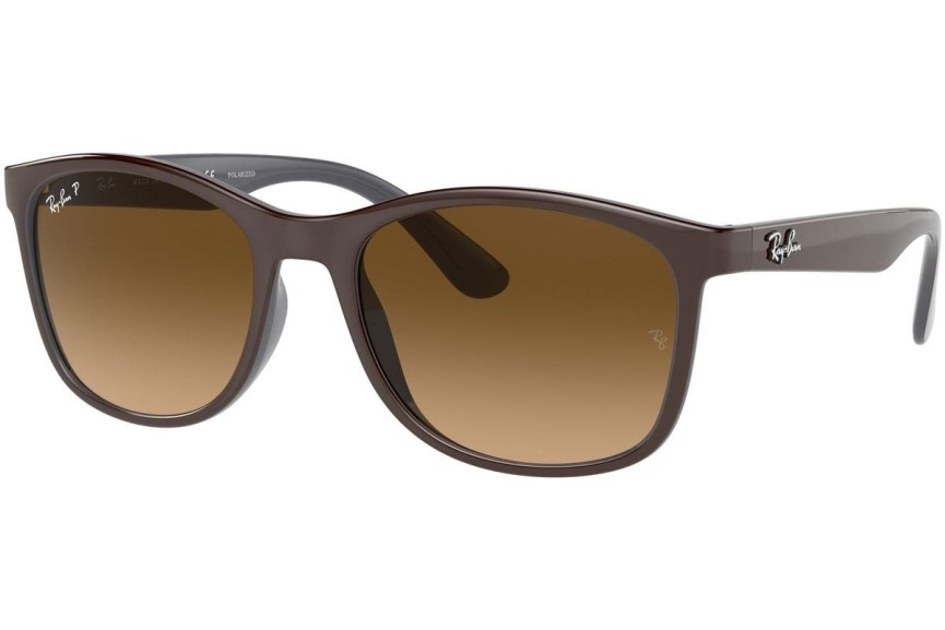 Okulary przeciwsłoneczne Ray-Ban RB4374 6600M2 Polarized Kwadratowe Brązowe