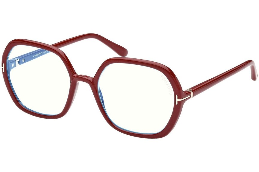 Okulary korekcyjne Tom Ford FT5814-B 066 Kwadratowe Czerwone