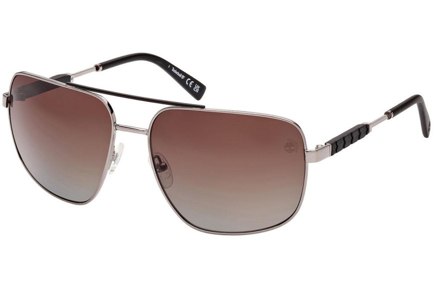 Okulary przeciwsłoneczne Timberland TB9283 08H Polarized Pilotki (Aviator) Srebrne