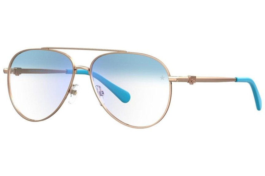 Okulary korekcyjne Chiara Ferragni CF1009/BB HOT/K6 blue-light [non-prescription] Pilotki (Aviator) Złote