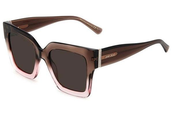 Okulary przeciwsłoneczne Jimmy Choo EDNA/S 08M/70 Kwadratowe Brązowe