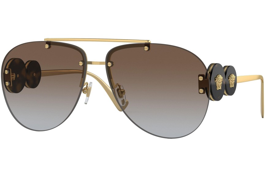 Okulary przeciwsłoneczne Versace Double Medusa Aviator VE2250 148889 Pilotki (Aviator) Złote