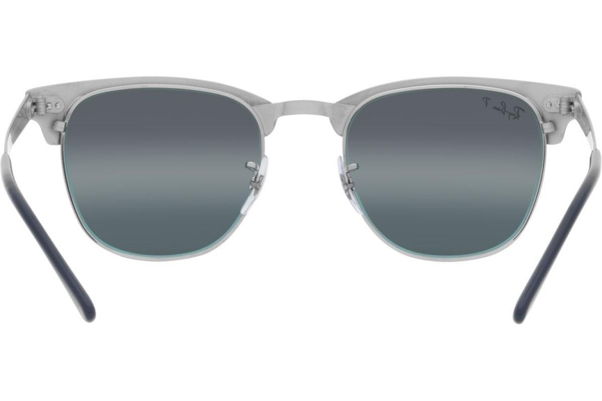 Okulary przeciwsłoneczne Ray-Ban Clubmaster Metal Chromance Collection RB3716 9254G6 Polarized Browline Srebrne