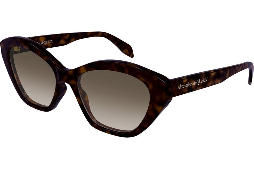 Okulary przeciwsłoneczne Alexander McQueen AM0355S 002 Kocie oczy Havana