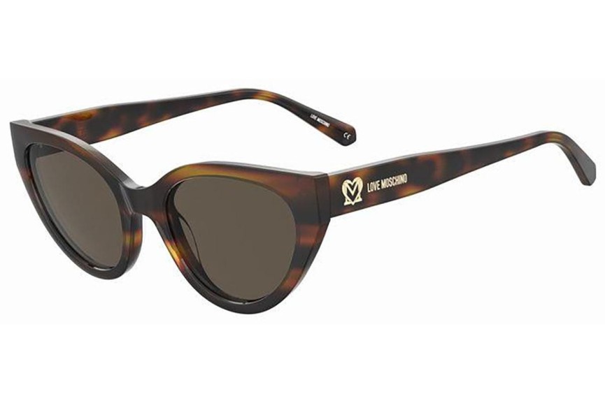 Okulary przeciwsłoneczne Love Moschino MOL064/S 05L/70 Kocie oczy Havana