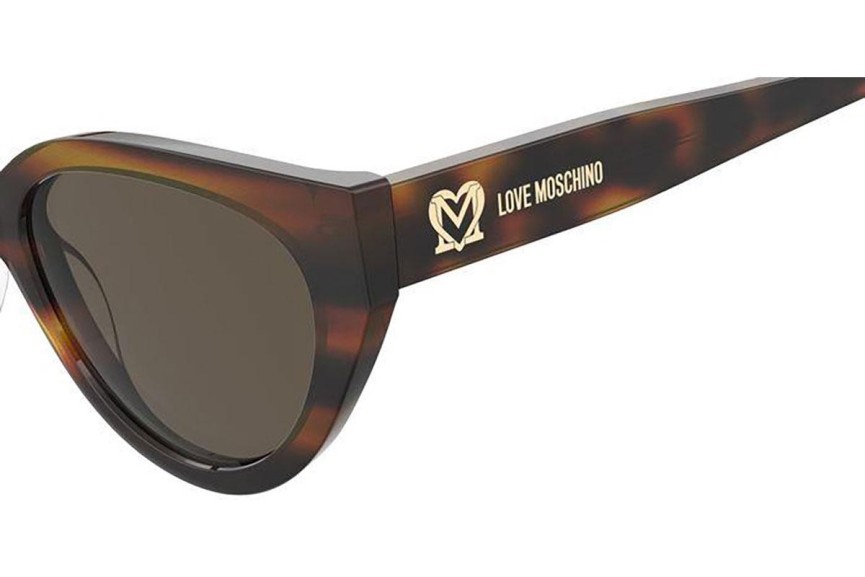 Okulary przeciwsłoneczne Love Moschino MOL064/S 05L/70 Kocie oczy Havana