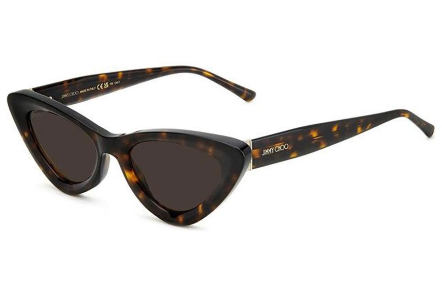 Okulary przeciwsłoneczne Jimmy Choo ADDY/S 086/70 Kocie oczy Havana