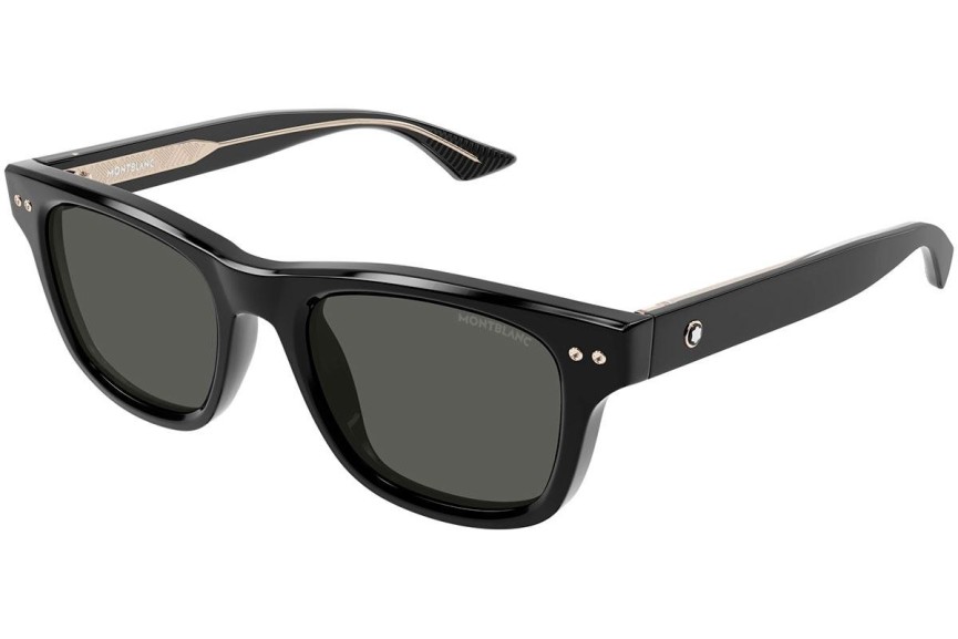 Okulary przeciwsłoneczne Mont Blanc MB0254S 005 Polarized Okrągłe Czarne