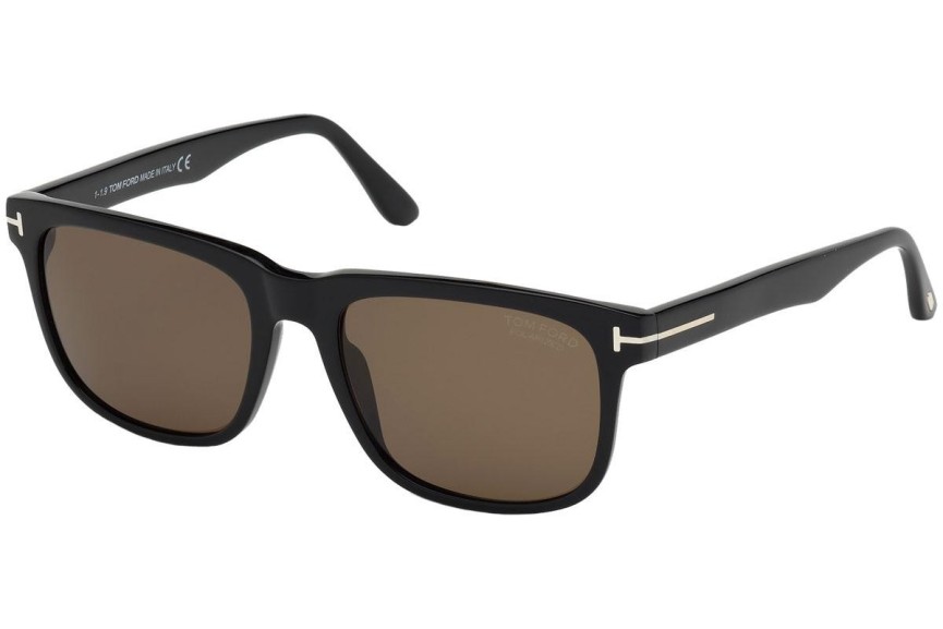 Okulary przeciwsłoneczne Tom Ford Stephenson FT0775 01H Polarized Kwadratowe Czarne