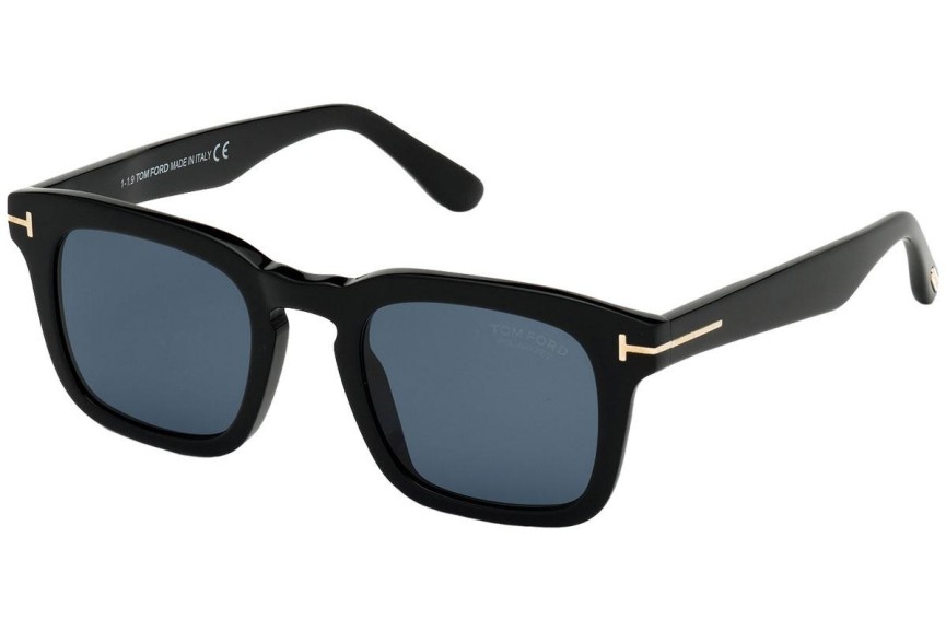 Okulary przeciwsłoneczne Tom Ford Dax FT0751 01V Polarized Kwadratowe Czarne