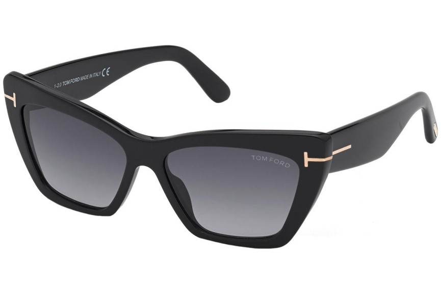 Okulary przeciwsłoneczne Tom Ford Wyatt FT0871 01B Kocie oczy Czarne