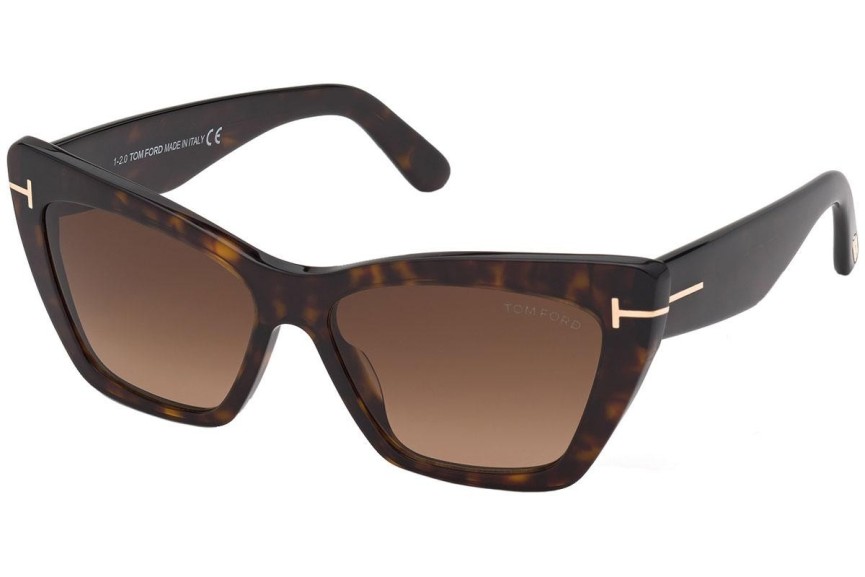 Okulary przeciwsłoneczne Tom Ford Wyatt FT0871 52F Kocie oczy Havana