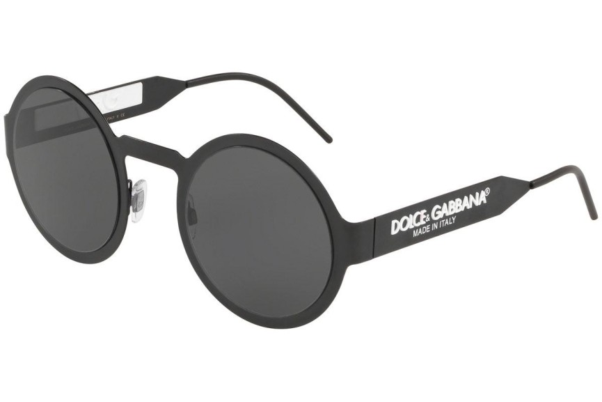 Okulary przeciwsłoneczne Dolce & Gabbana DG Logo Collection DG2234 110687 Okrągłe Czarne