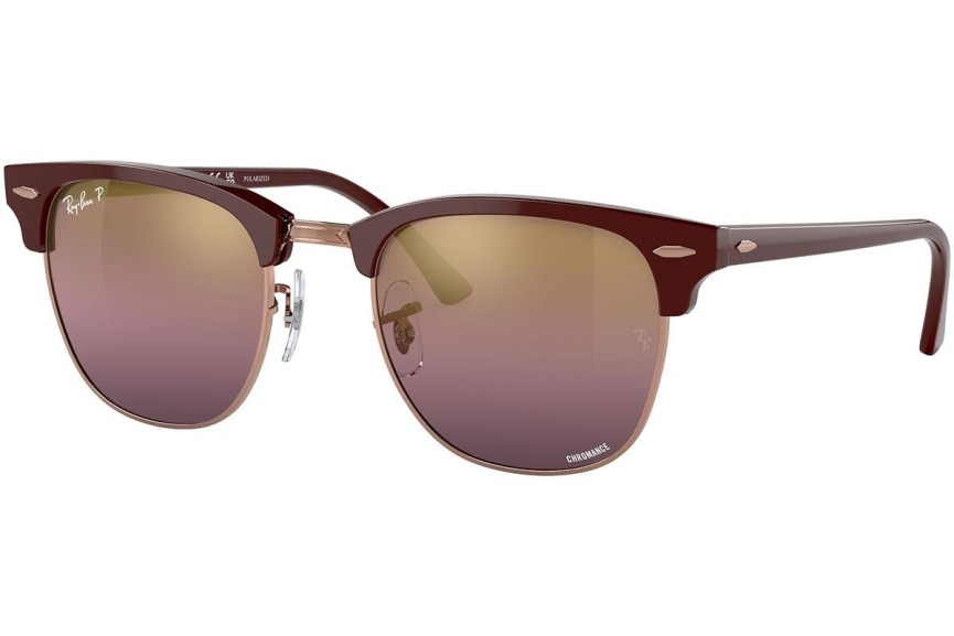 Okulary przeciwsłoneczne Ray-Ban Clubmaster Chromance Collection RB3016 1365G9 Polarized Browline Czerwone