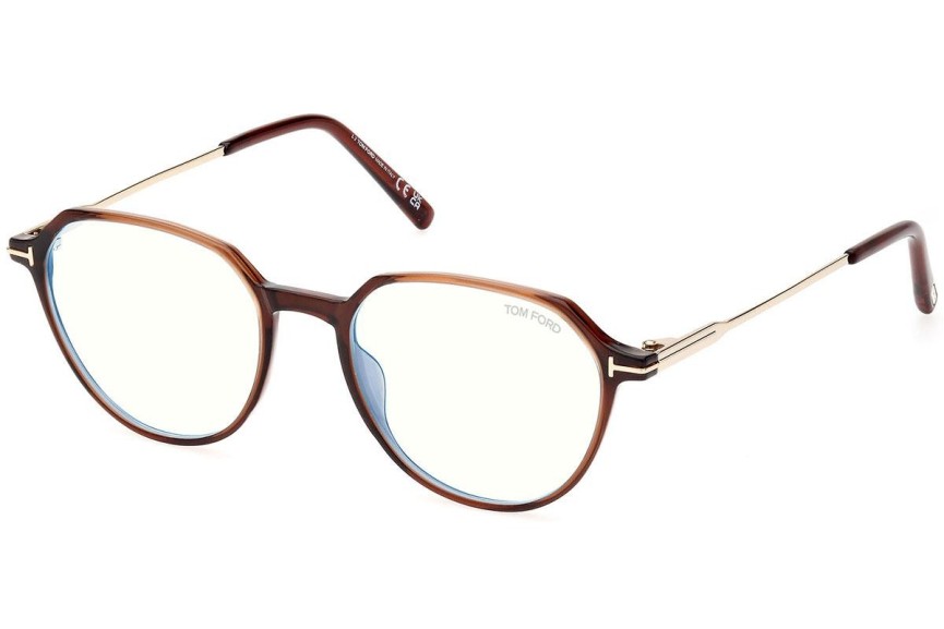 Okulary korekcyjne Tom Ford FT5875-B 048 Okrągłe Brązowe