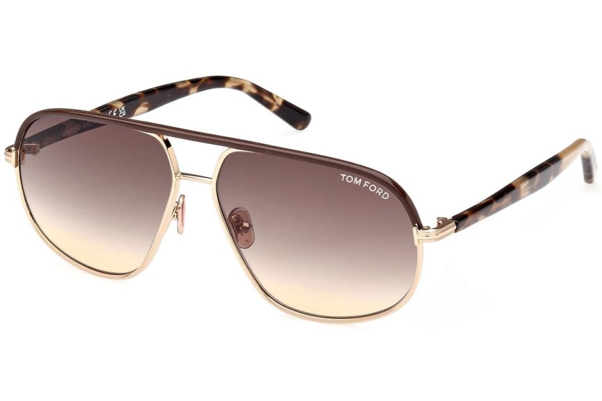 Okulary przeciwsłoneczne Tom Ford FT1019 28F Pilotki (Aviator) Brązowe