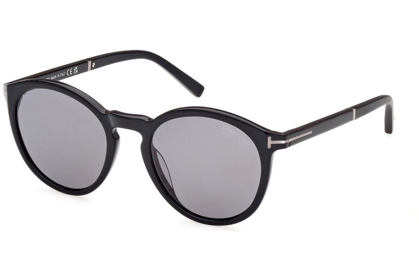 Okulary przeciwsłoneczne Tom Ford FT1021-N 01D Polarized Okrągłe Czarne