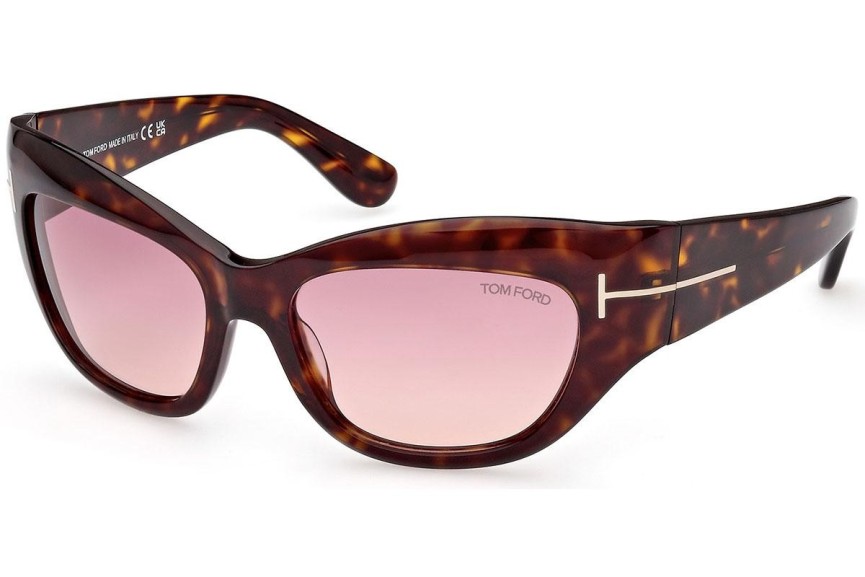 Okulary przeciwsłoneczne Tom Ford Brianna FT1065 52T Kocie oczy Havana