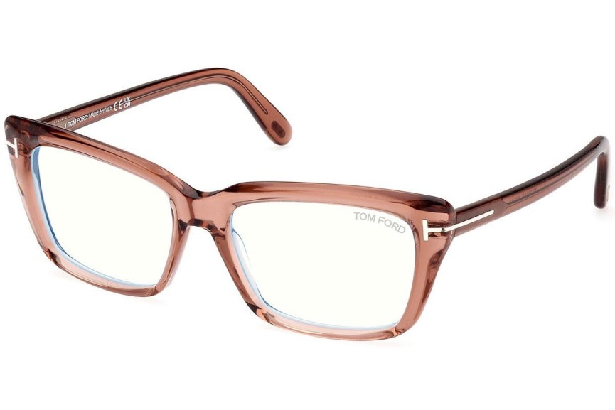 Okulary korekcyjne Tom Ford FT5894-B 072 Kwadratowe Brązowe