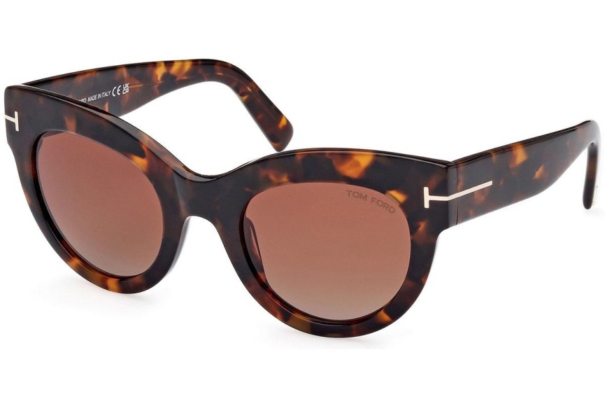 Okulary przeciwsłoneczne Tom Ford Lucilla FT1063 52T Kocie oczy Havana