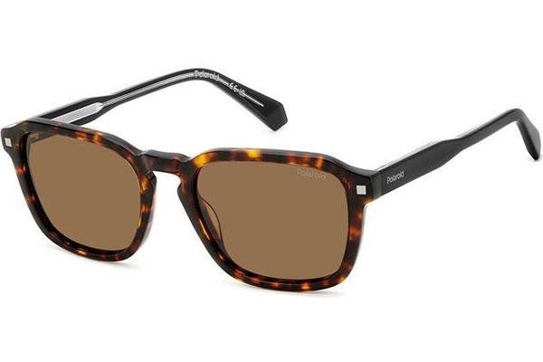 Okulary przeciwsłoneczne Polaroid PLD4156/S/X 086/SP Polarized Prostokątne Havana