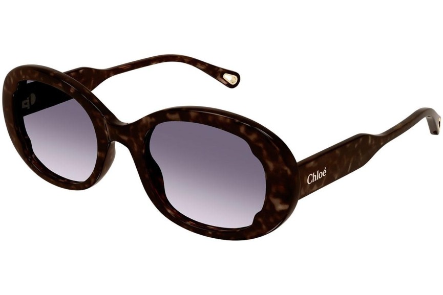 Okulary przeciwsłoneczne Chloe CH0197S 002 Owalne Havana