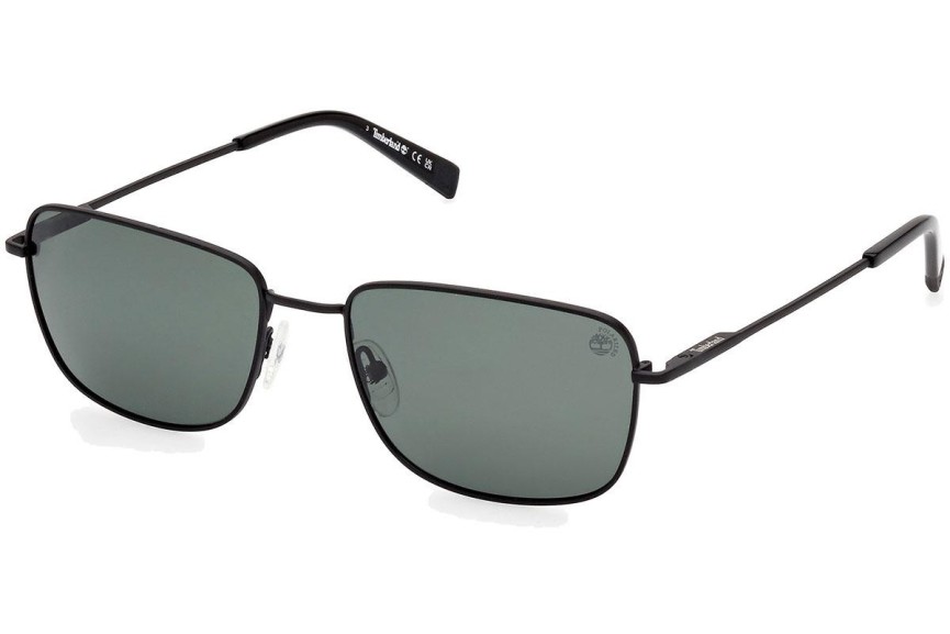 Okulary przeciwsłoneczne Timberland TB9338 02R Polarized Prostokątne Czarne