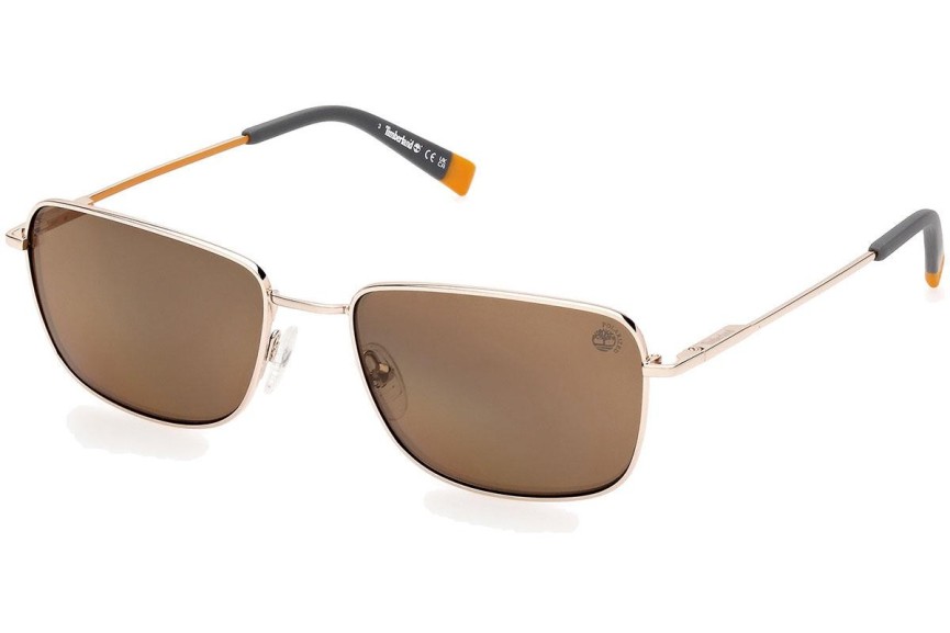 Okulary przeciwsłoneczne Timberland TB9338 32H Polarized Prostokątne Złote