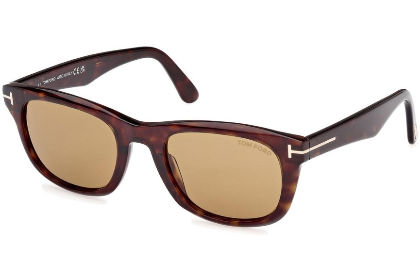 Okulary przeciwsłoneczne Tom Ford Kendel FT1076 52E Kwadratowe Havana