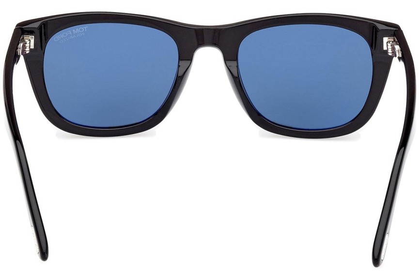 Okulary przeciwsłoneczne Tom Ford Kendel FT1076 01M Polarized Kwadratowe Czarne