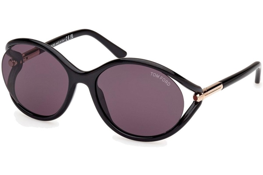 Okulary przeciwsłoneczne Tom Ford Melody FT1090 01A Okrągłe Czarne