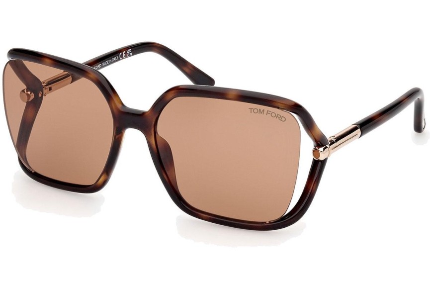 Okulary przeciwsłoneczne Tom Ford Solange-02 FT1089 52E Kwadratowe Havana