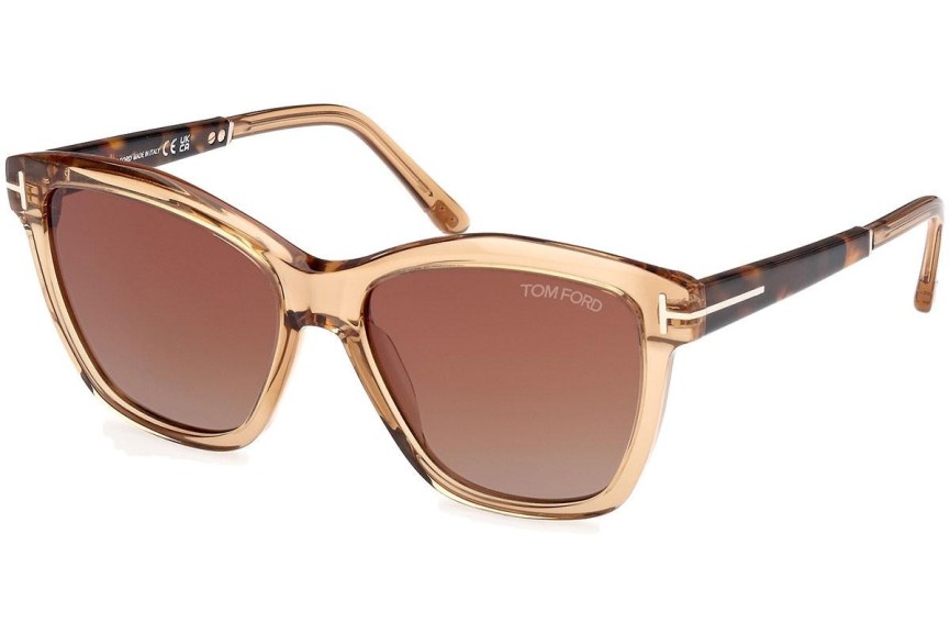 Okulary przeciwsłoneczne Tom Ford Lucia FT1087 45F Kwadratowe Brązowe