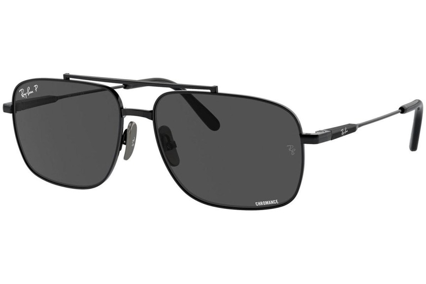 Okulary przeciwsłoneczne Ray-Ban Michael Titanium RB8096 9267K8 Polarized Prostokątne Czarne