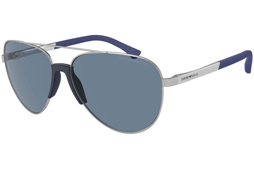 Okulary przeciwsłoneczne Emporio Armani EA2059 30452V Polarized Pilotki (Aviator) Srebrne