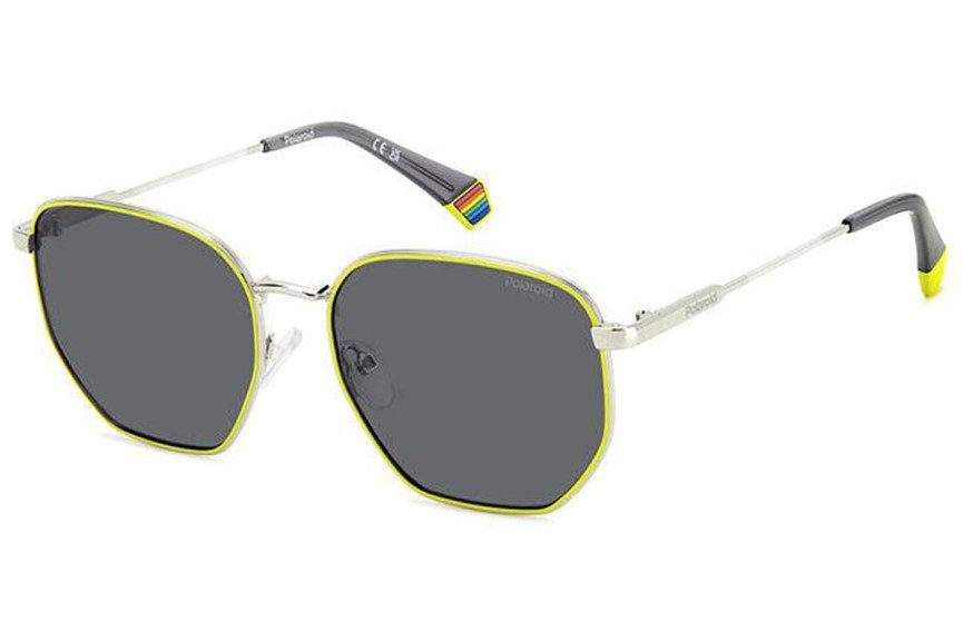 Okulary przeciwsłoneczne Polaroid PLD6214/S/X KU2/M9 Polarized Prostokątne Srebrne