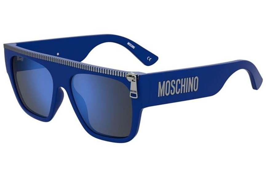 Okulary przeciwsłoneczne Moschino MOS165/S PJP/XT Flat Top Niebieskie