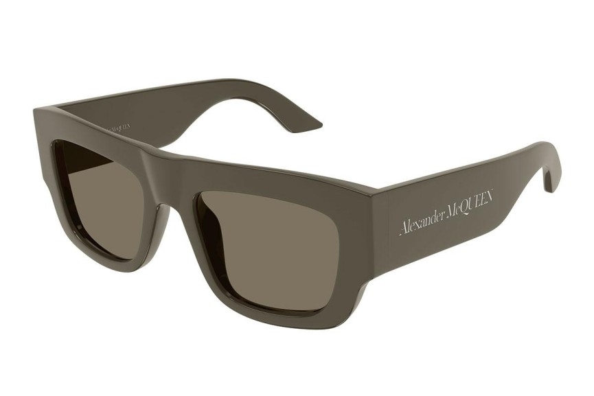 Okulary przeciwsłoneczne Alexander McQueen AM0449S 003 Prostokątne Brązowe