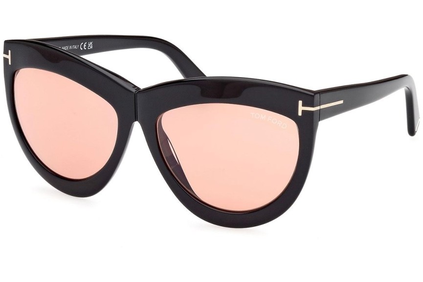 Okulary przeciwsłoneczne Tom Ford FT1112 01E Kocie oczy Czarne