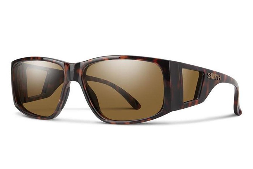 Okulary przeciwsłoneczne Smith MONROEPEAK 086/L5 Polarized Prostokątne Havana